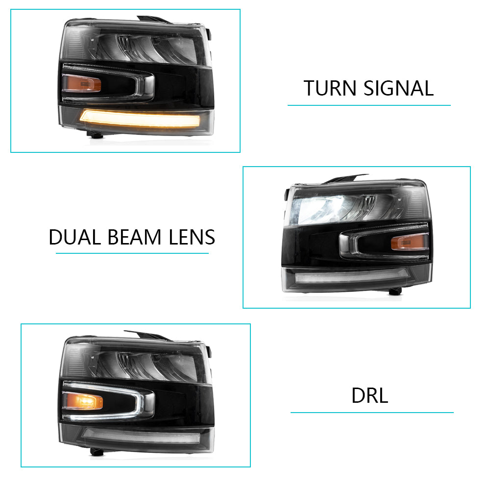 VLAND Carlamp LED strålkastare Fit för 2007-2014 Silverado 1500 2500 HD 3500 HD - 6