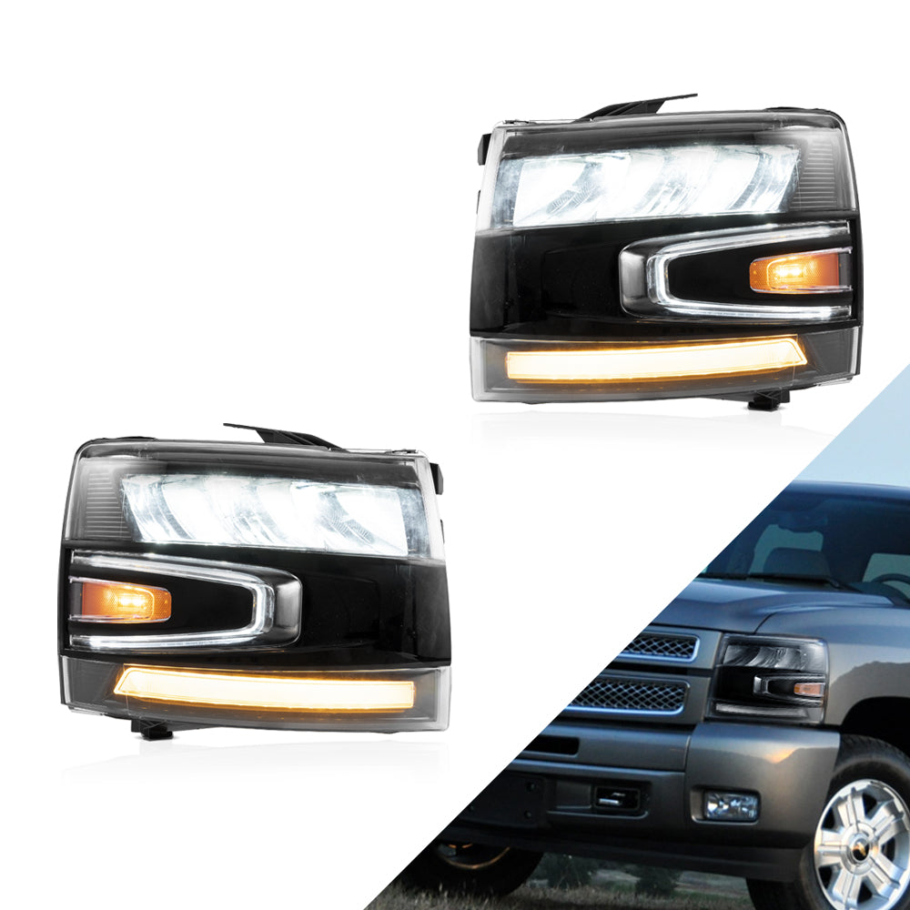 VLAND Carlamp LED strålkastare Fit för 2007-2014 Silverado 1500 2500 HD 3500 HD