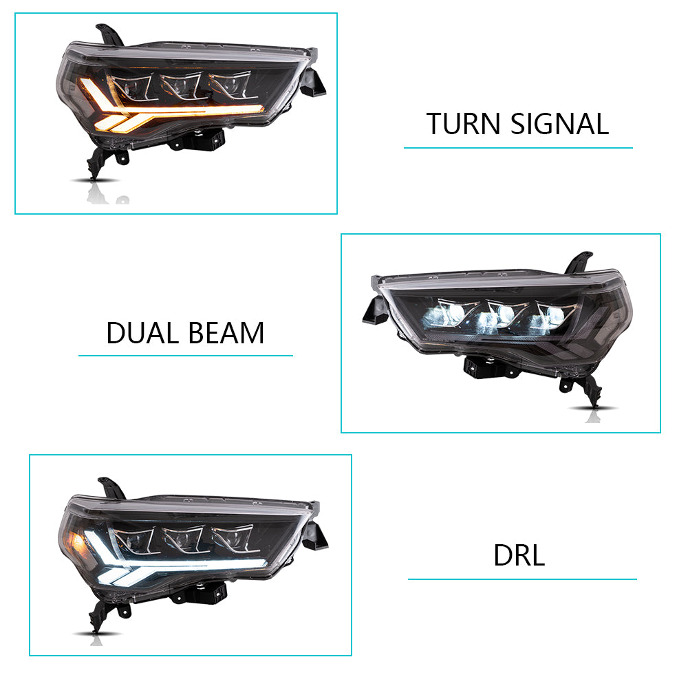 VLAND Carlamp LED Projector strålkastare för 2014-2024 Toyota 4Runner - 7