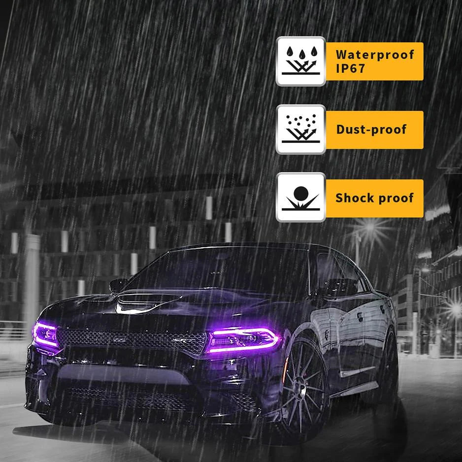 15-23 Dodge Charger Vland RGB Style Dual Beam Projector strålkastare Black - 5