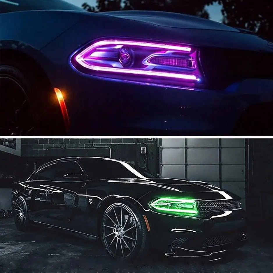 15-23 Dodge Charger Vland RGB Style Dual Beam Projector strålkastare Black - 8