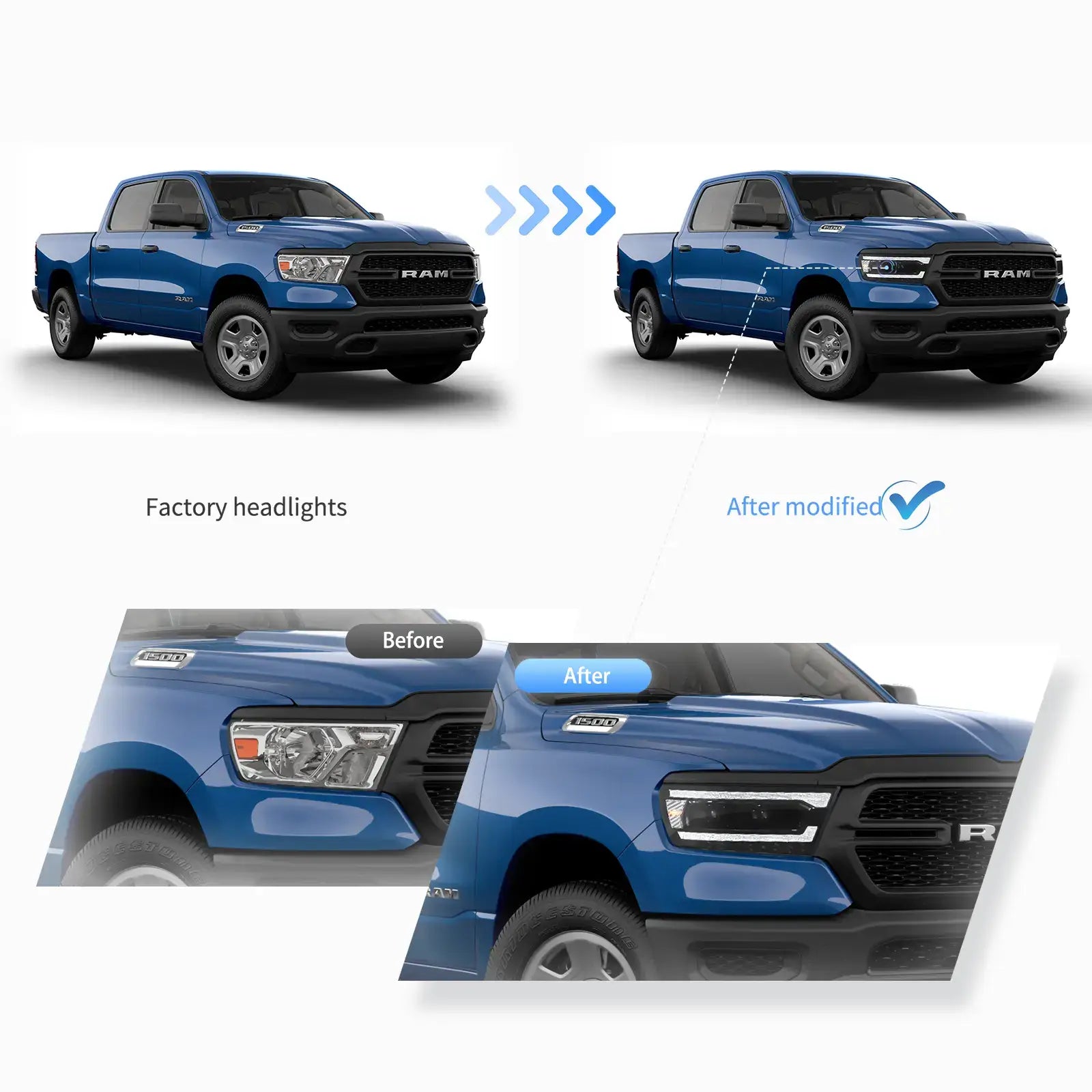 19-24 Dodge Ram 1500 VLAND Full-LED strålkastare med startanimation - 8