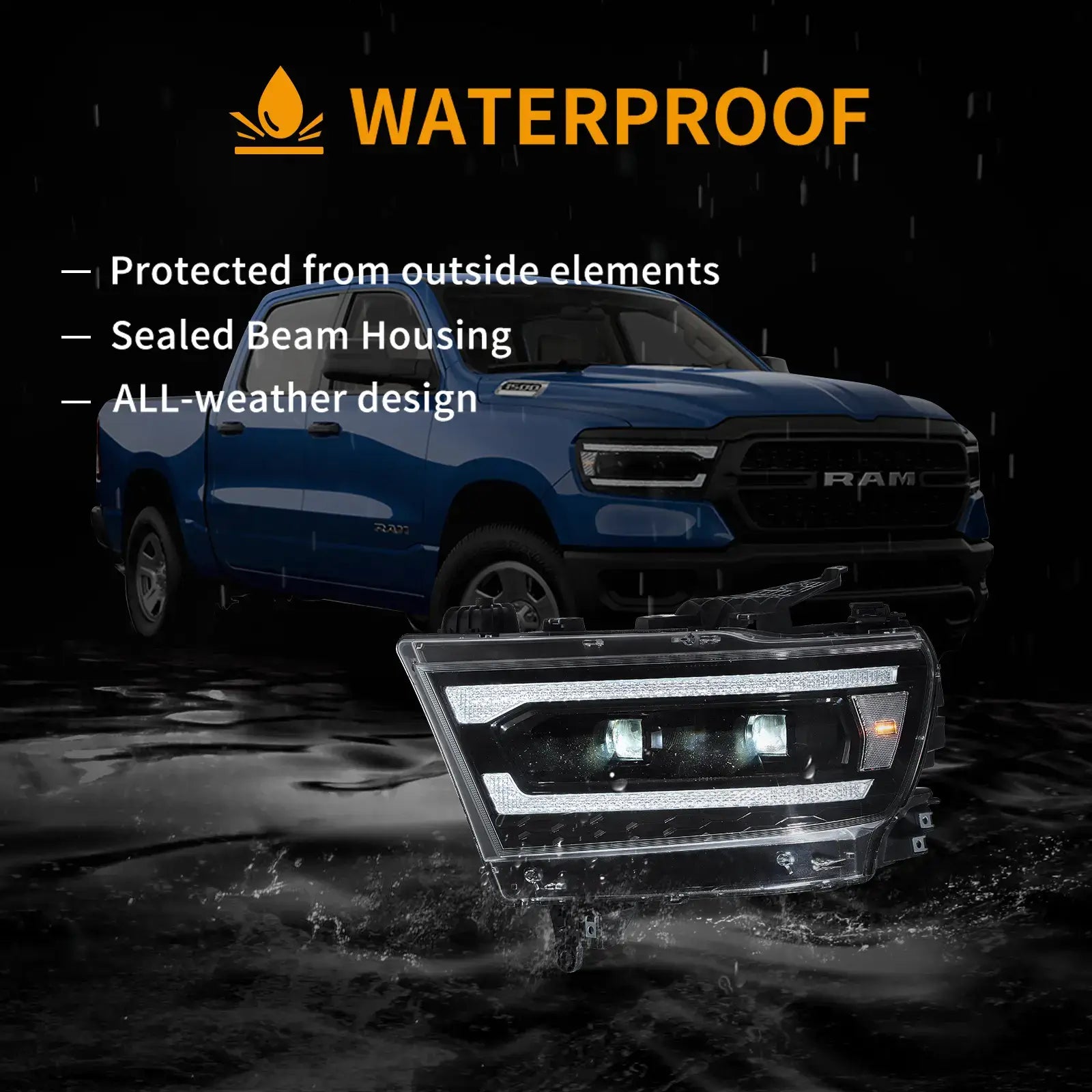 19-24 Dodge Ram 1500 VLAND Full-LED strålkastare med startanimation - 12