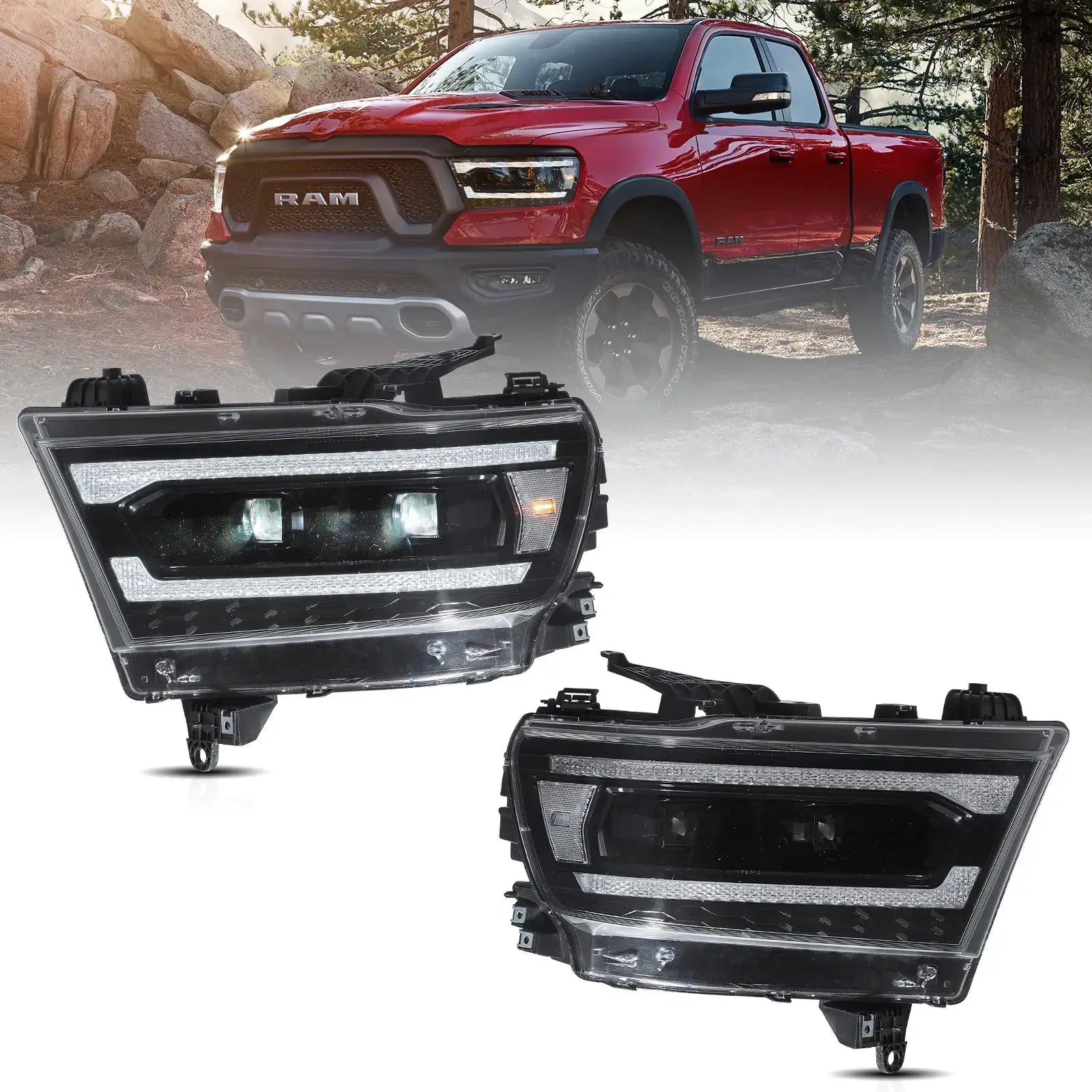 19-24 Dodge Ram 1500 VLAND Full-LED strålkastare med startanimation - 3