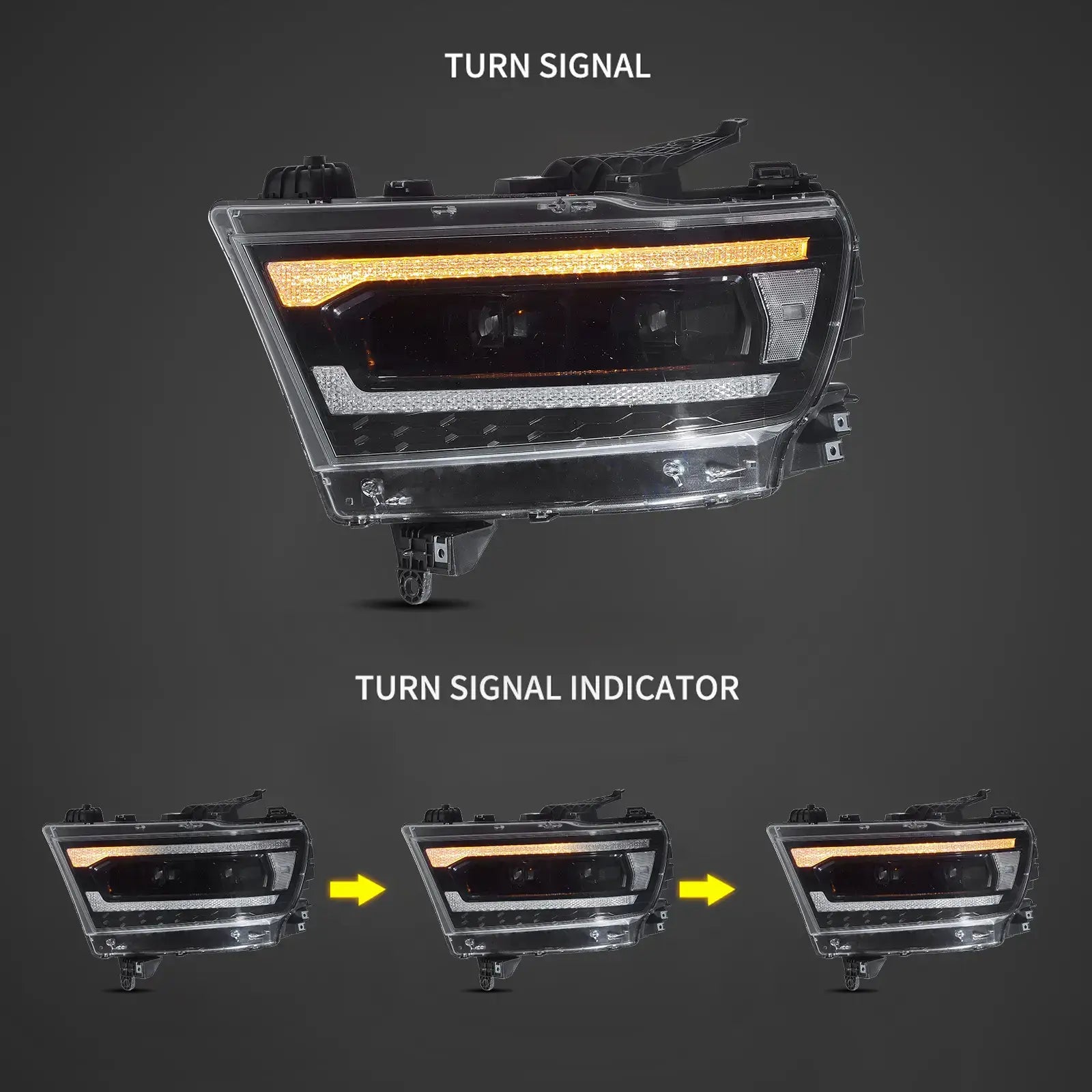 19-24 Dodge Ram 1500 VLAND Full-LED strålkastare med startanimation - 5