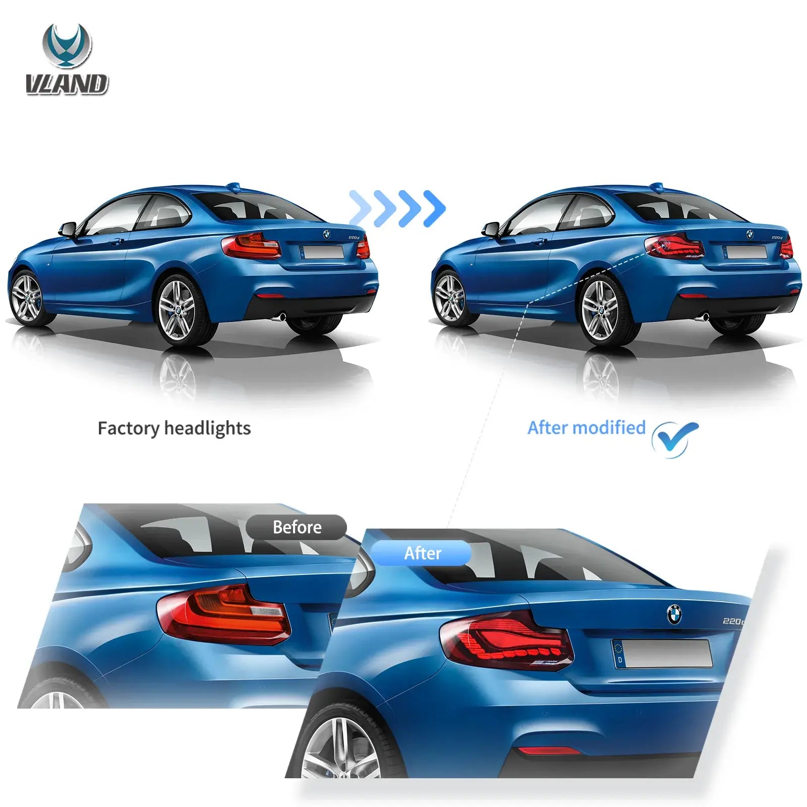 14-21 BMW 2 serie (F22 F23) M2 (F87) VLAND OLED bakljus med dynamisk startanimation GTS stil [E-märkt] - 10
