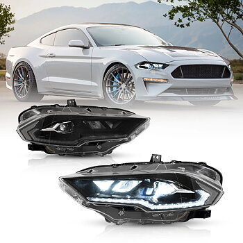 18-22 Ford Mustang 6th Gen Facelifted Vland (Ⅱ) LED Dual Beam Projector strålkastare Black