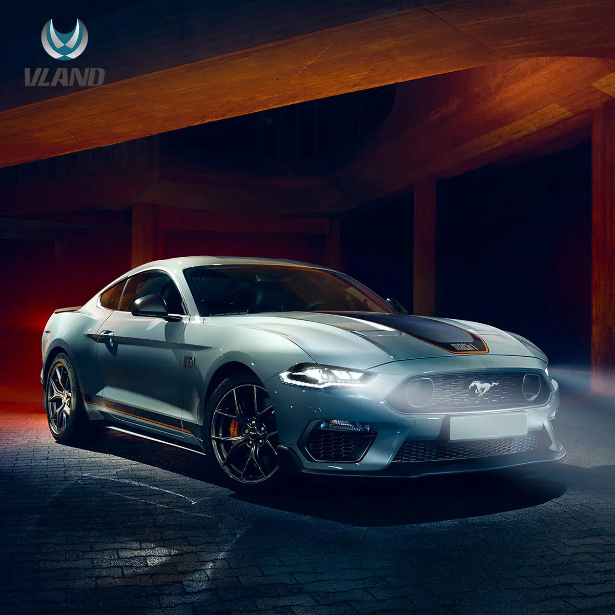 18-22 Ford Mustang sjätte generationen facelift VLAND (Ⅱ) LED dubbelljus projektor strålkastare svart - 5