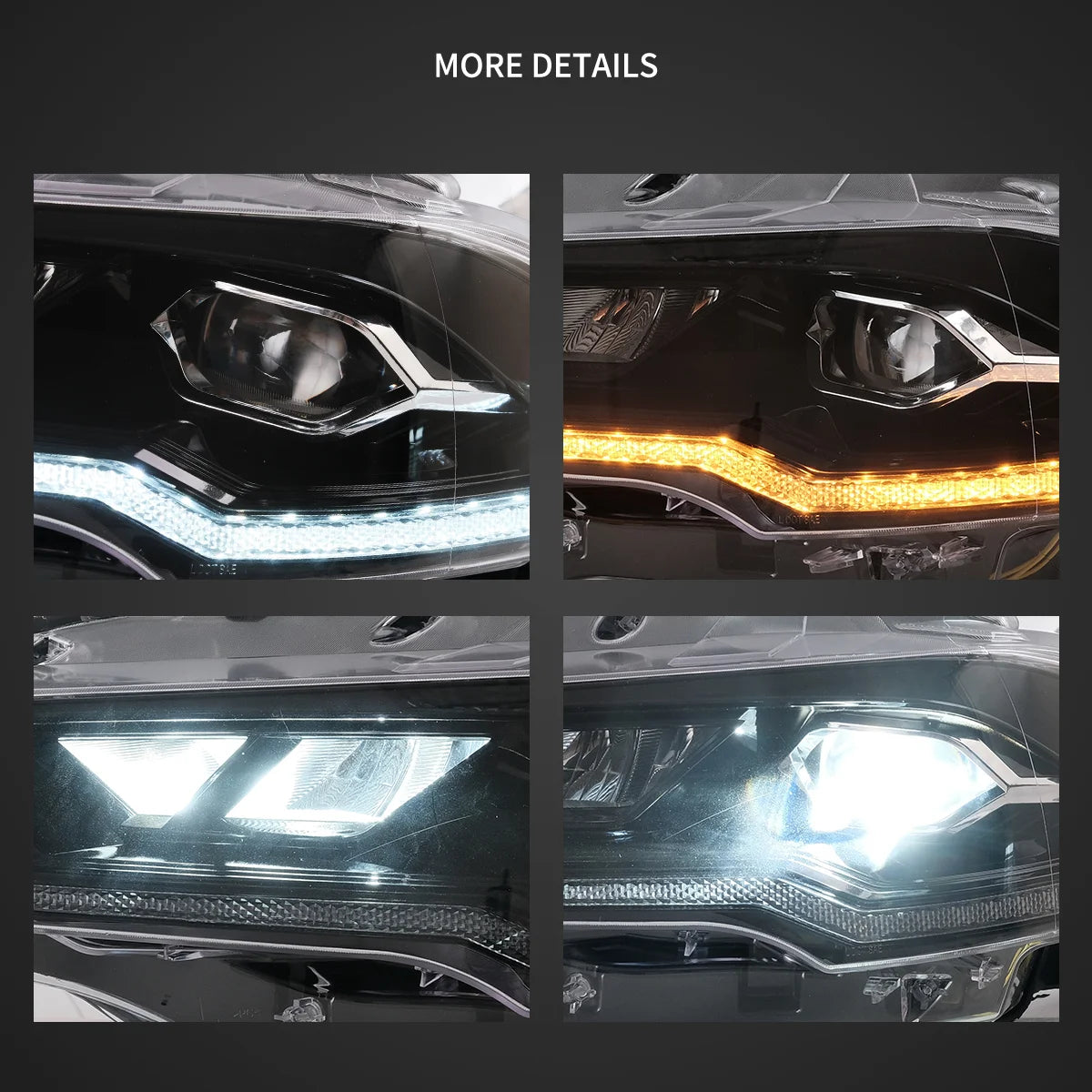 18-22 Ford Mustang sjätte generationen facelift VLAND (Ⅱ) LED dubbelljus projektor strålkastare svart - 4