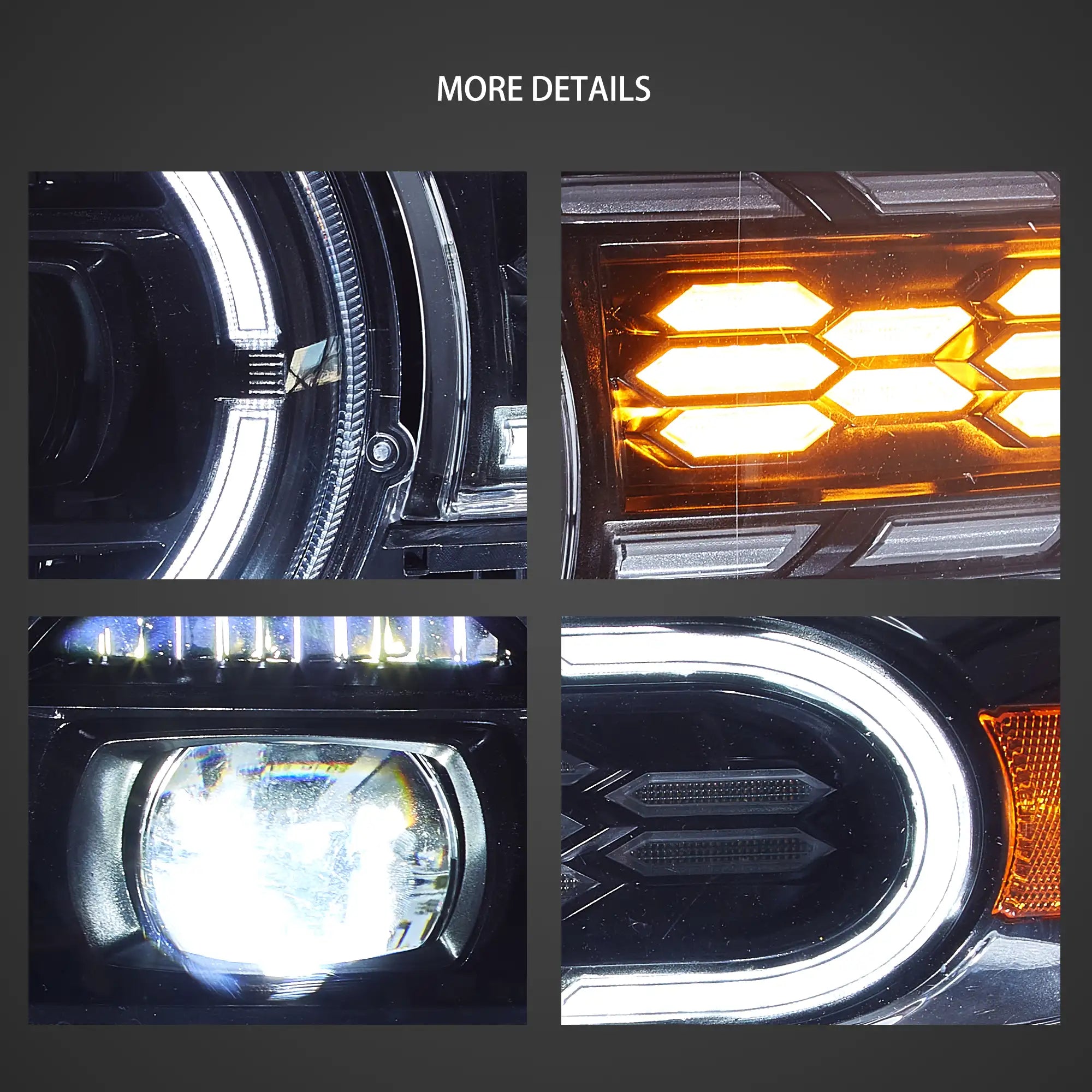 06-22 Toyota FJ Cruiser XJ10 Vland Full LED Dual Beam Projector Upgrade strålkastare med start-up animation - 5