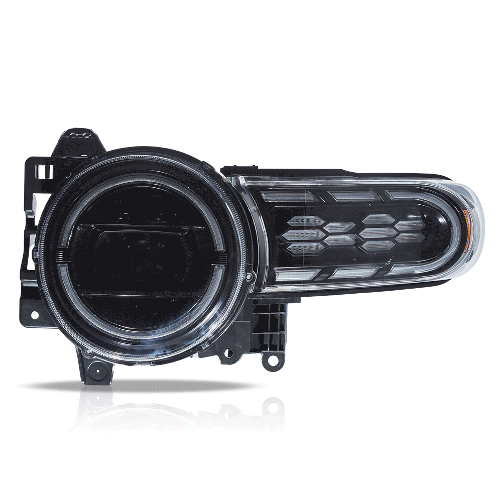06-22 Toyota FJ Cruiser XJ10 Vland Full LED Dual Beam Projector Upgrade strålkastare med start-up animation - 12