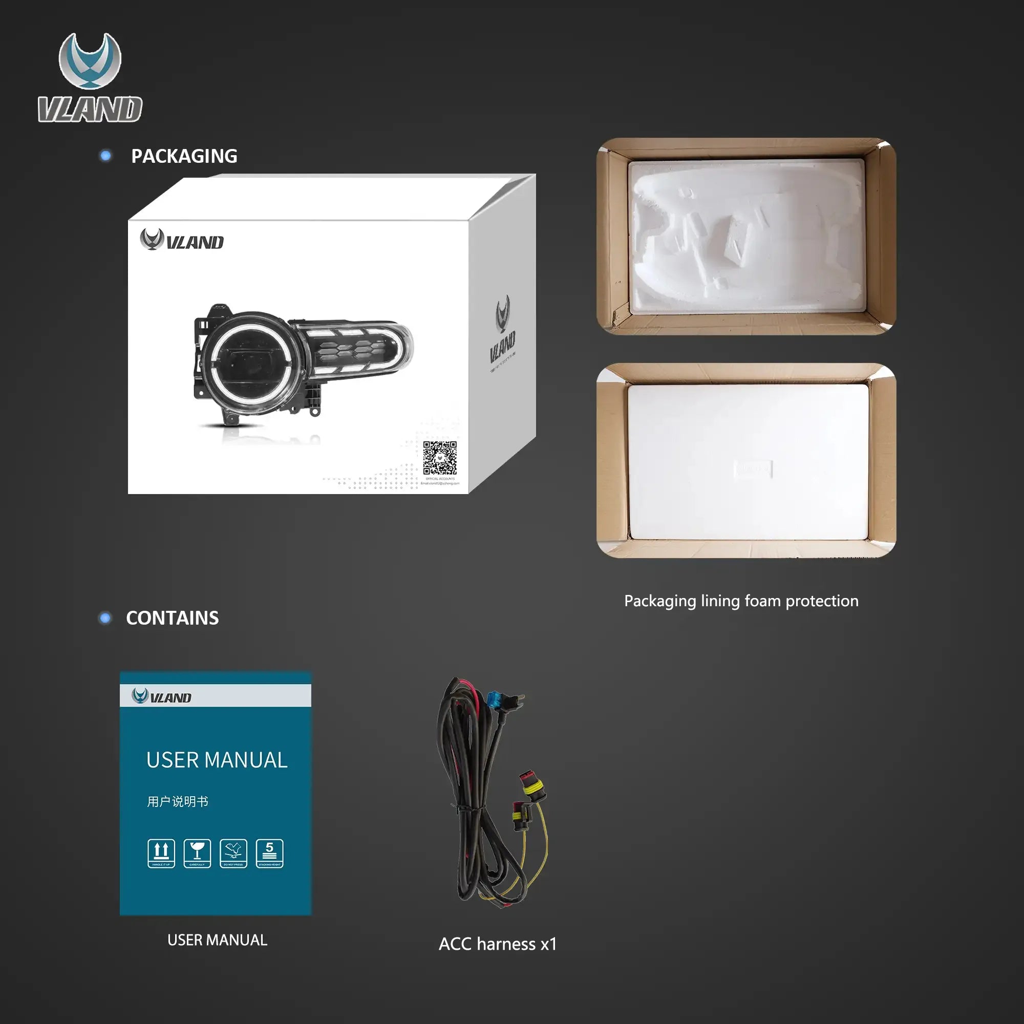 06-22 Toyota FJ Cruiser XJ10 Vland Full LED Dual Beam Projector Upgrade strålkastare med start-up animation - 11
