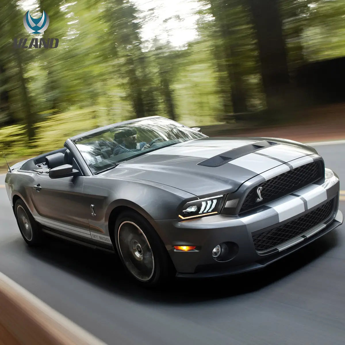 05-09 Ford Mustang 5th Gen (S-197 I) Pre-Facelift Vland LED Dual Beam Projector strålkastare Black - 5