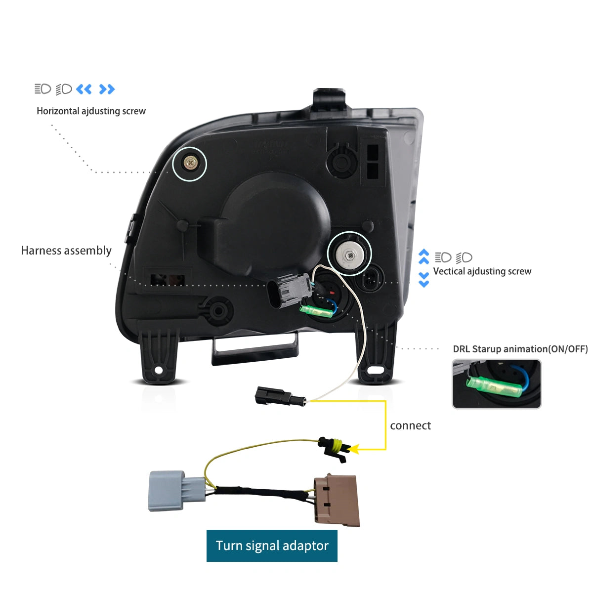 05-09 Ford Mustang 5th Gen (S-197 I) Pre-Facelift Vland LED Dual Beam Projector strålkastare Black - 8