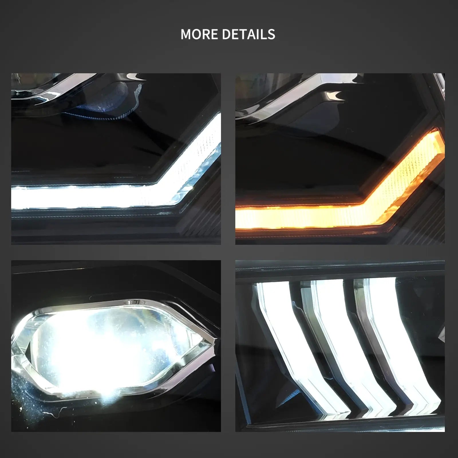 05-09 Ford Mustang 5th Gen (S-197 I) Pre-Facelift Vland LED Dual Beam Projector strålkastare Black - 10