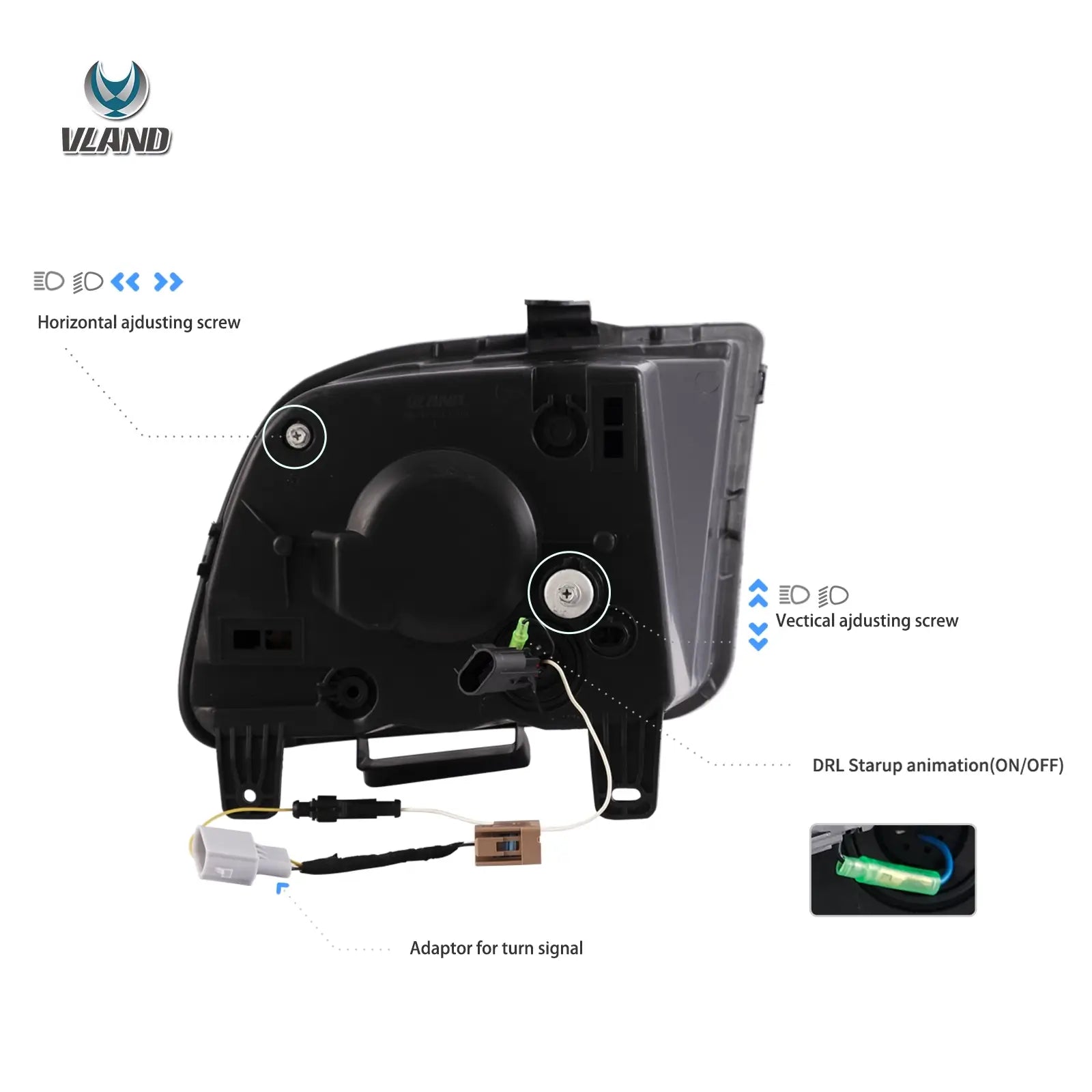 05-09 Ford Mustang 5th Gen (S-197 I) Pre-Facelift Vland I LED Dual Beam Projector med Reflector strålkastare Chrome - 7