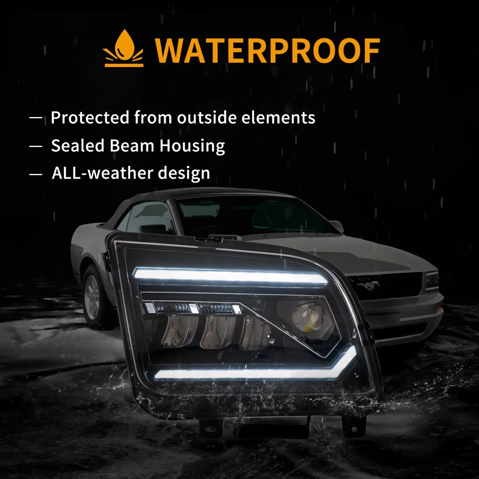 05-09 Ford Mustang 5th Gen (S-197 I) Pre-Facelift Vland I LED Dual Beam Projector med Reflector strålkastare Chrome - 9