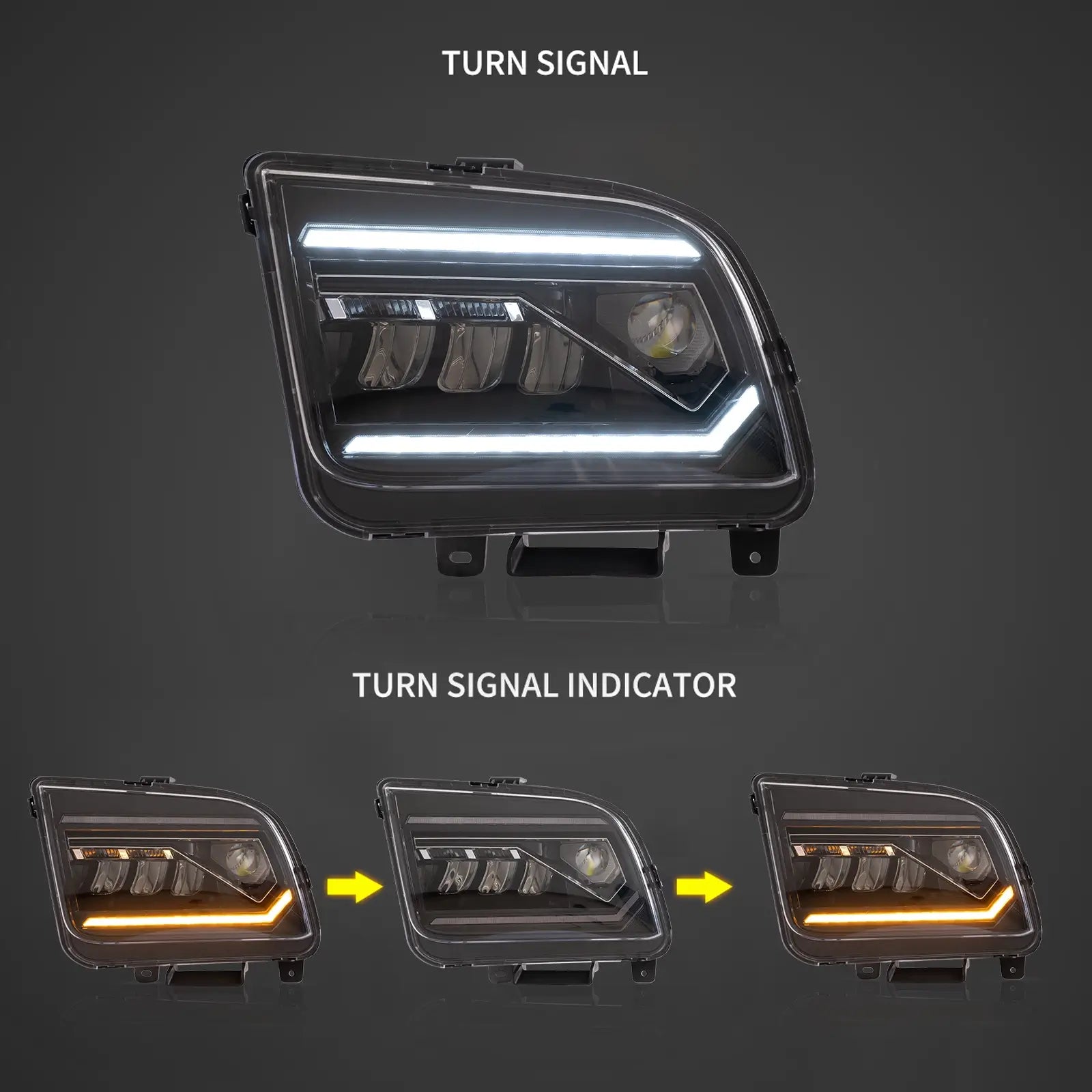 05-09 Ford Mustang 5th Gen (S-197 I) Pre-Facelift Vland I LED Dual Beam Projector med Reflector strålkastare Chrome - 2