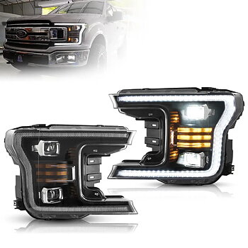 18-20 Ford F150 13th Gen Facelifted Vland (Ⅱ) LED Dual Beam Projector strålkastare Black