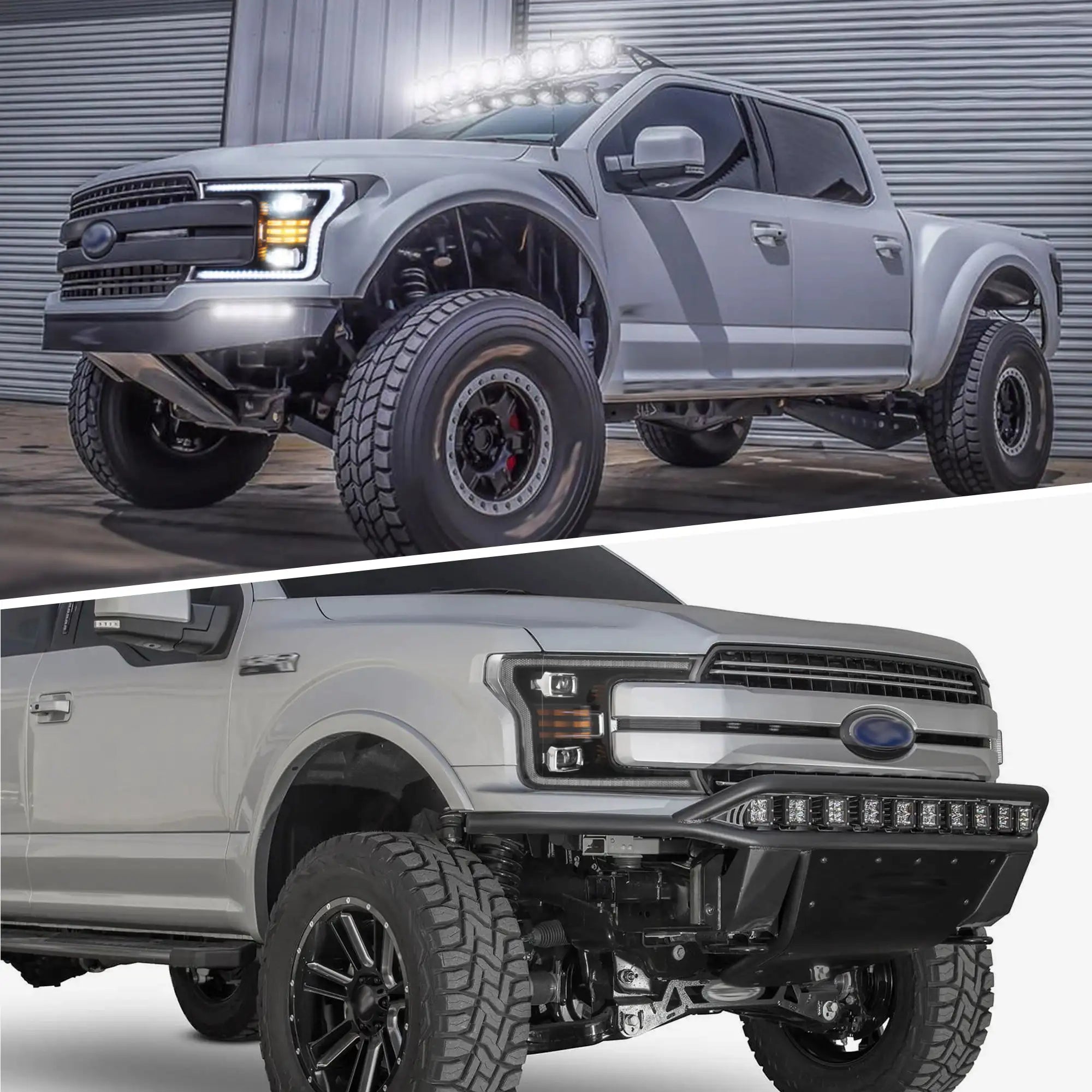 18-20 Ford F150 13th Gen Facelifted Vland (Ⅱ) LED Dual Beam Projector strålkastare Black - 6