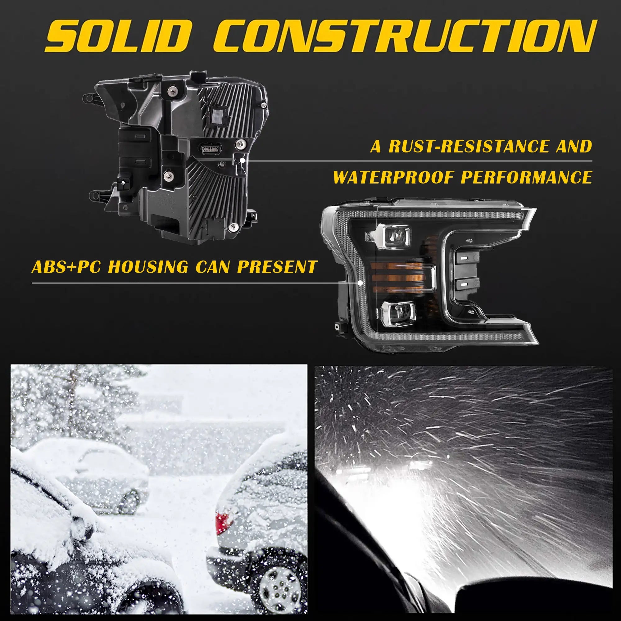 18-20 Ford F150 13th Gen Facelifted Vland (Ⅱ) LED Dual Beam Projector strålkastare Black - 12