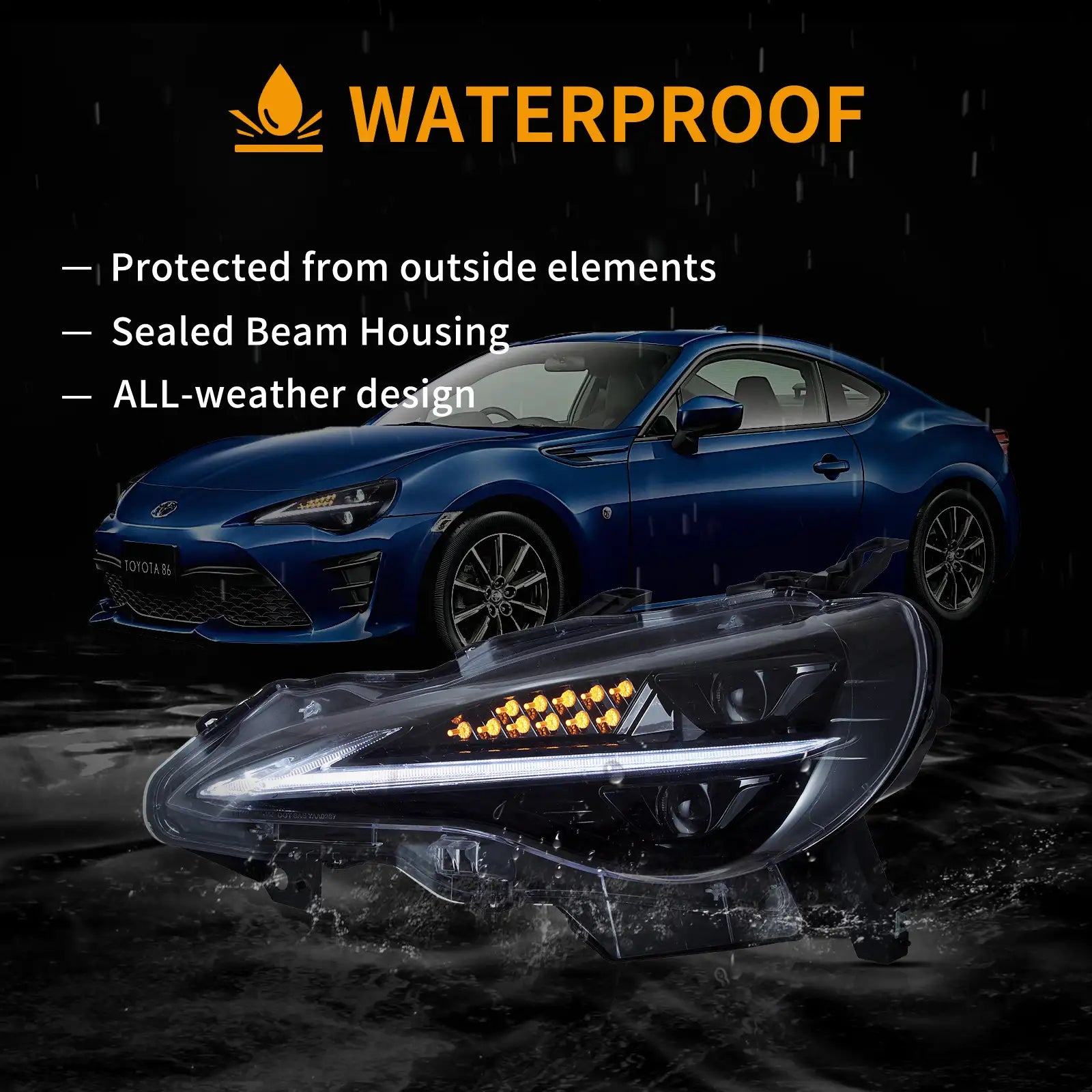 12–21 Toyota 86/GT86, Subaru Brz, Scion Frs Vland Upgrade Full LED Dual Beam Projector strålkastare - 8