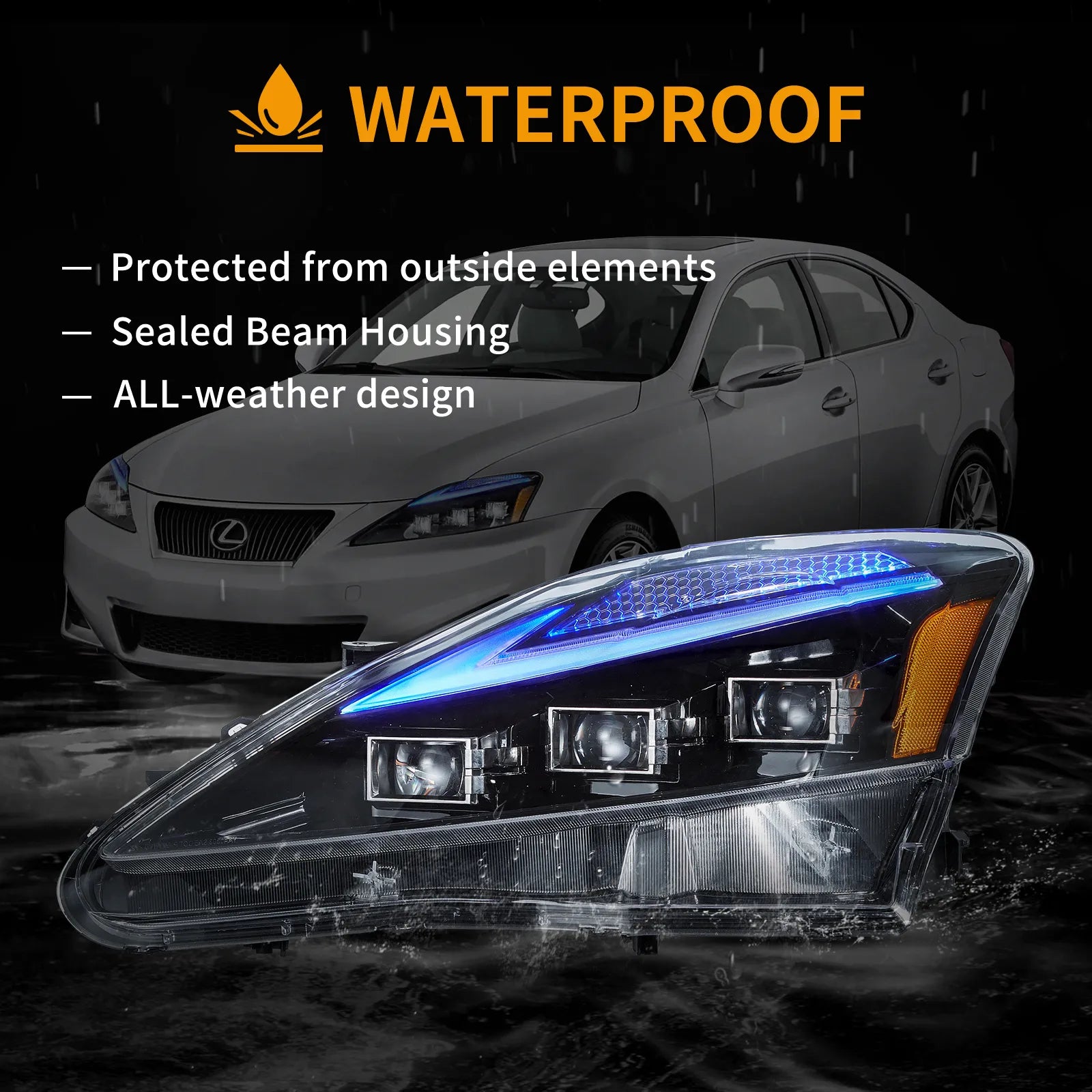 06-12 Lexus IS250/IS250C/IS350/IS220d & 08-14 ISF(XE20) Vland Matrix Projector strålkastare med Blue DRL - 10