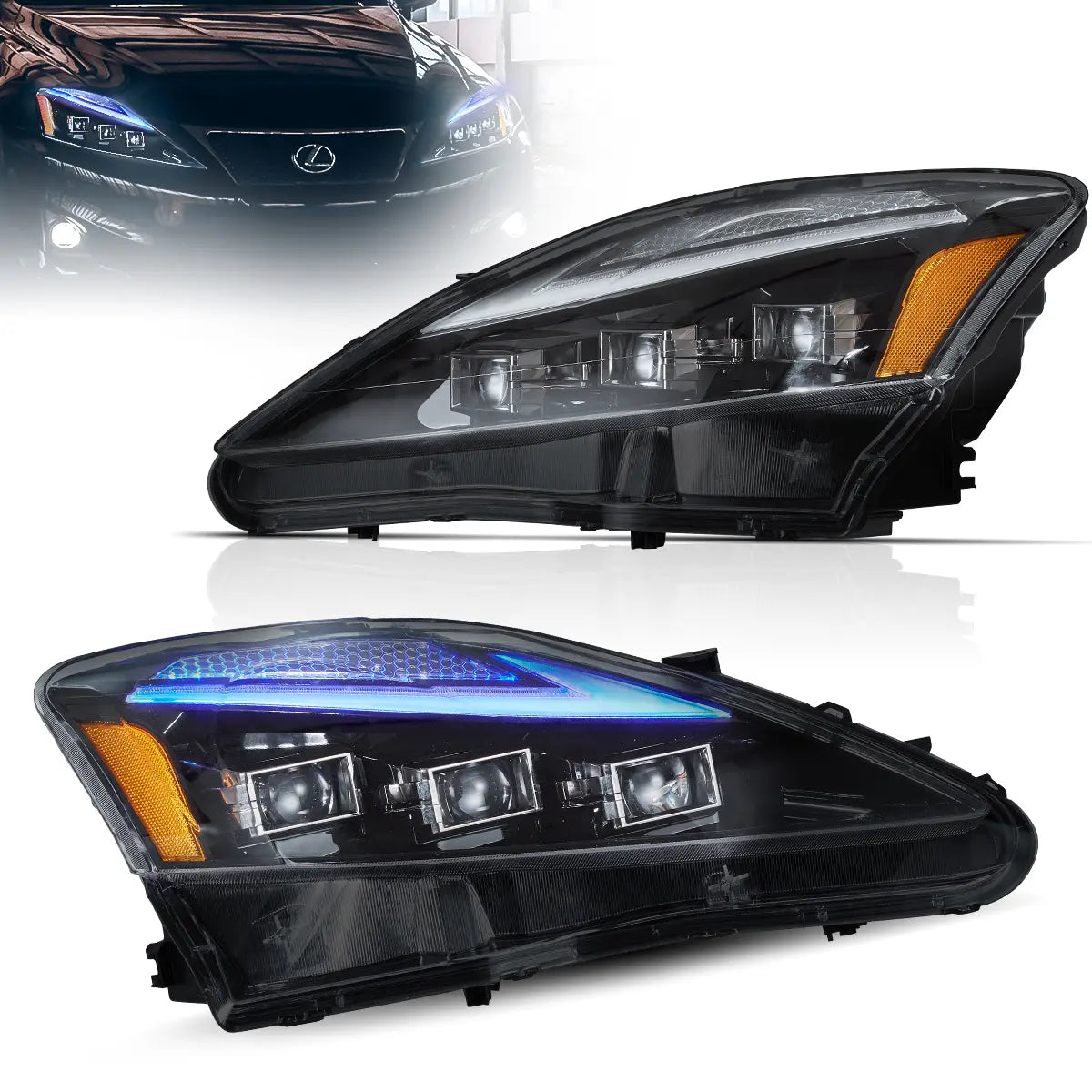 06-12 Lexus IS250/IS250C/IS350/IS220d & 08-14 ISF(XE20) Vland Matrix Projector strålkastare med Blue DRL