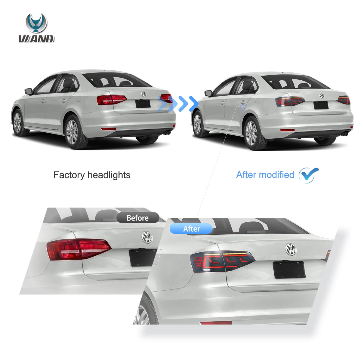 15-18 Volkswagen Jetta 6th Gen (A6) Vland II LED bakljus med Dynamic Welcome Lighting - 5