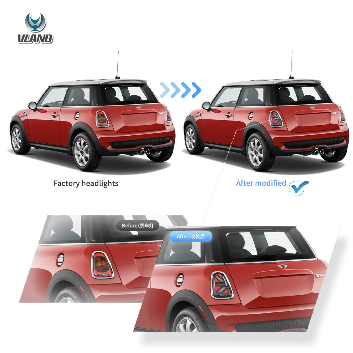 07-13 Mini Cooper (R56 R57 R58 R59) Vland II LED bakljus med Amber sekventiell blinkers [E-mark] - 5