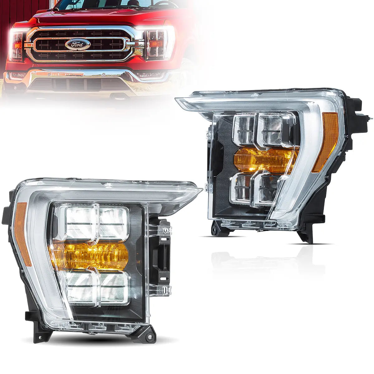 21-23 Ford F150 14th Gen Vland LED Reflection Bowl strålkastare Chrome