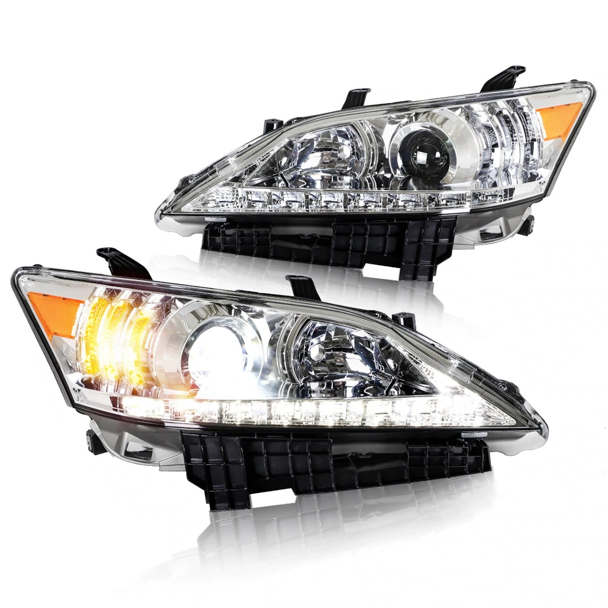 VLAND Carlamp Projector strålkastare för Lexus ES350 2010-2012 (Low Beam Projector. Hight Beam Reflector. Chrome and Black Housing Edition)