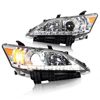 VLAND Carlamp Projector strålkastare för Lexus ES350 2010-2012 (Low Beam Projector. Hight Beam Reflector. Chrome and Black Housing Edition)