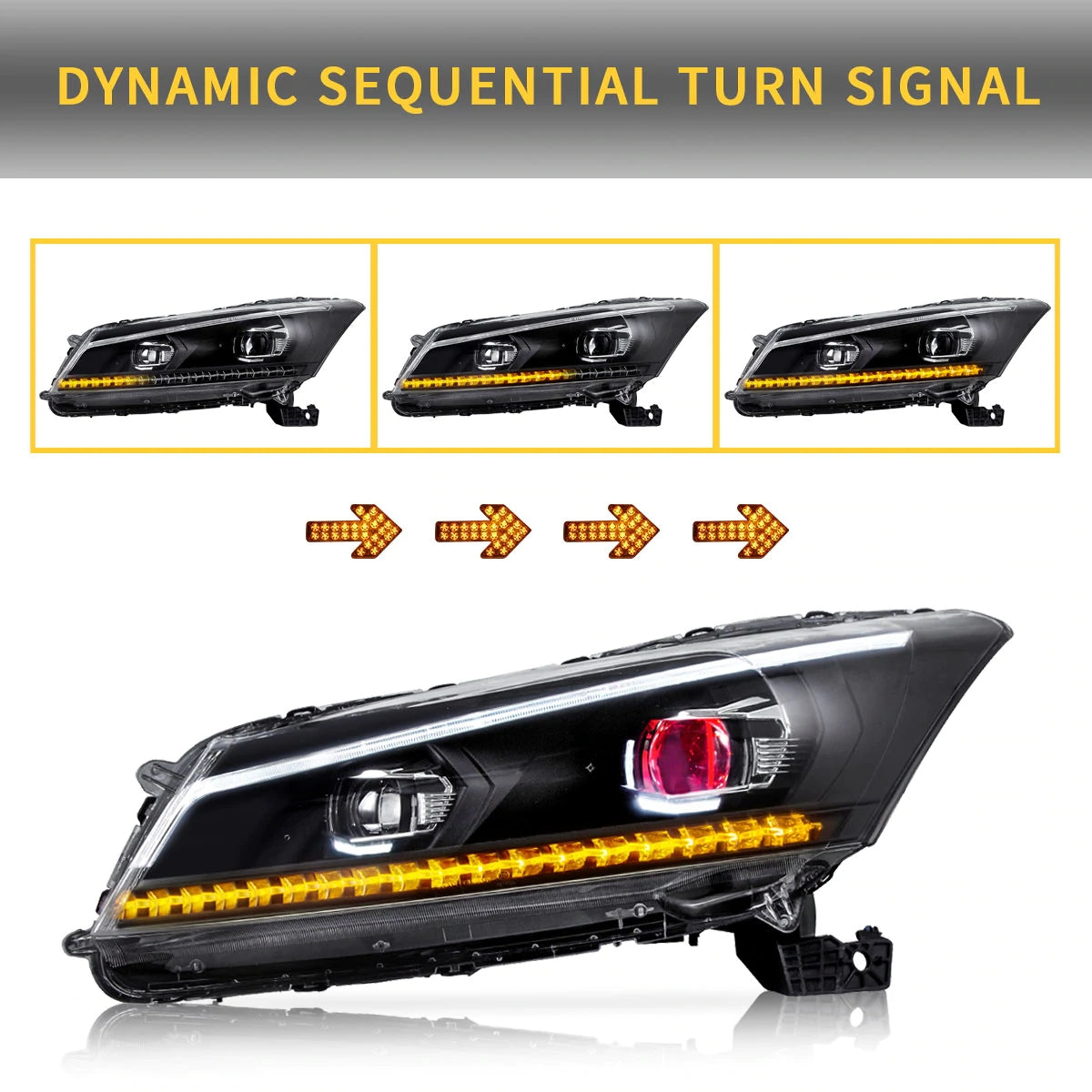VLAND Carlamp Dual Beam strålkastare för Honda Accord 2008-2012 - 6