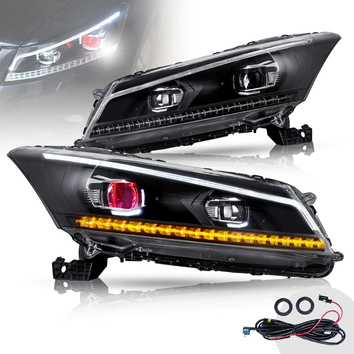 VLAND Carlamp Dual Beam strålkastare för Honda Accord 2008-2012 - 2