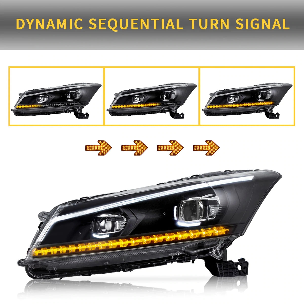 VLAND Carlamp Dual Beam strålkastare för Honda Accord 2008-2012 - 5