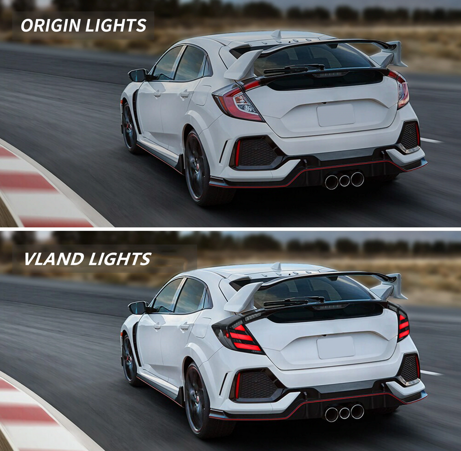 16-21 Honda Civic 10th Gen Hatchback and Type R Vland LED bakljus [E-mark] med Amber Turn Signal - 8