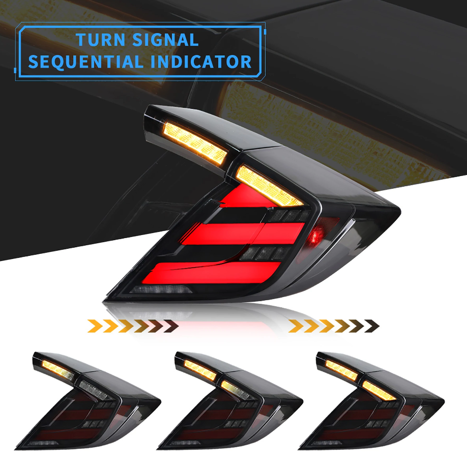 16-21 Honda Civic 10th Gen Hatchback and Type R Vland LED bakljus [E-mark] med Amber Turn Signal - 4