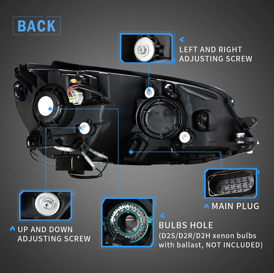 12-16 Volkswagen Golf MK7 Vland Projector strålkastare Black [E-mark] - 6