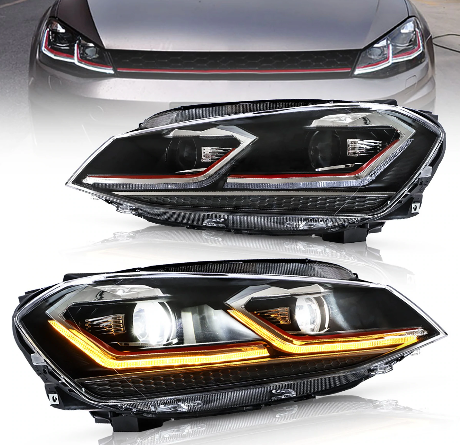 12-16 Volkswagen Golf MK7 Vland Projector strålkastare Black [E-mark] - 2