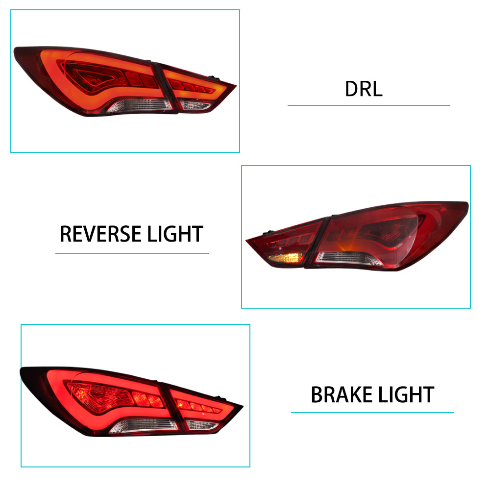 VLAND Carlamp Full LED bakljus för Hyundai Sonata 6th Gen Sedan 2011-2014 ABS, PMMA, GLASS Material - 8