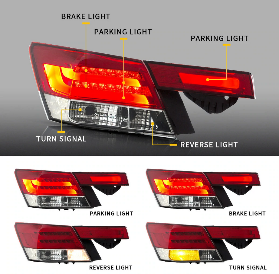 VLAND Carlamp 4PCS LED bakljus för Honda Accord Inspire 8th Gen Sedan 2008-2012(Not för Coupe) - 4