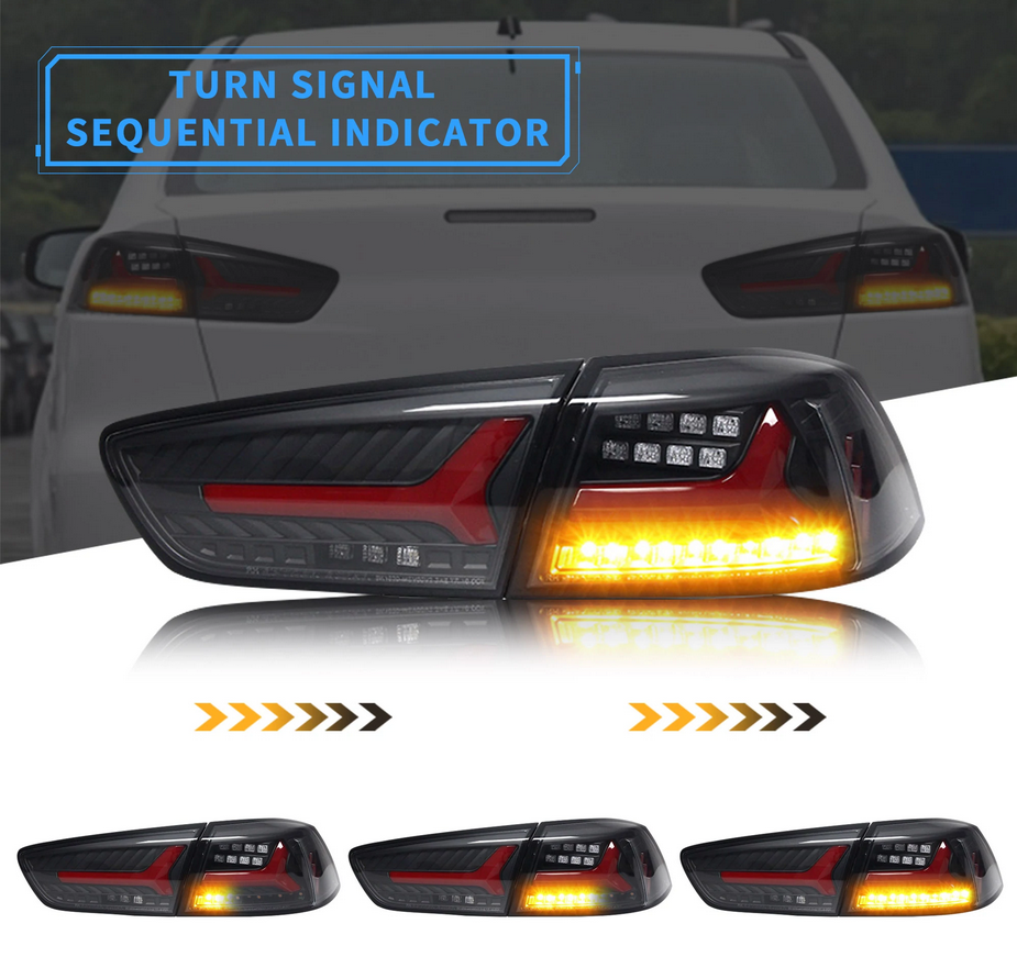 VLAND LED bakljus för Mitsubishi Lancer EVO X 2008-2018 med sekventiell blinkers - 4
