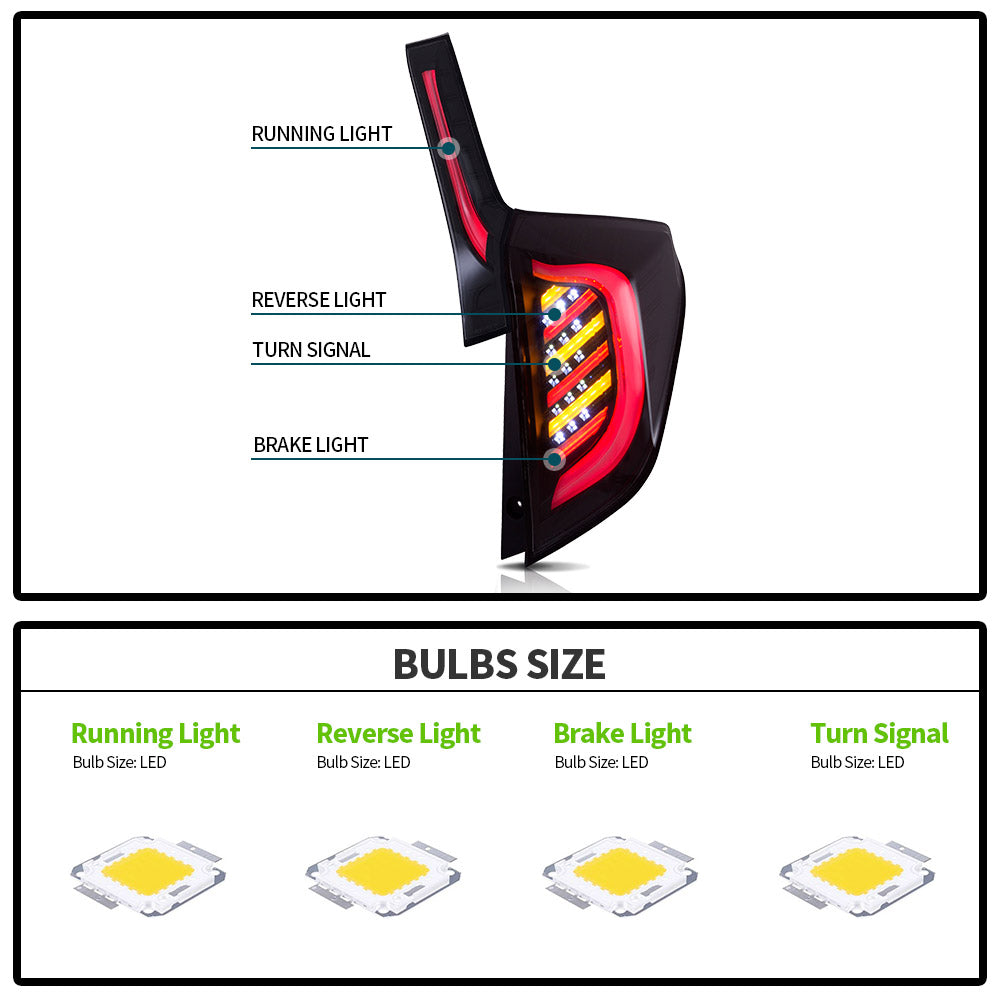 VLAND Full LED bakljus för Honda Fit / Jazz (GK5) 2014-2020 (Plug and Play. No Need Bulbs) - 6