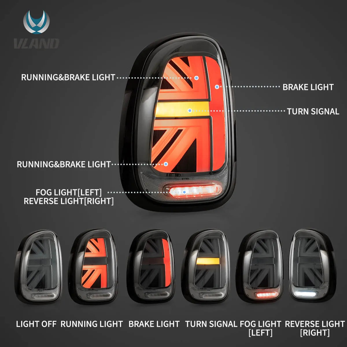 10-16 Mini Cooper Countryman R60 Vland LED bakljus med Dynamic Welcome Lighting [E-mark] - 2