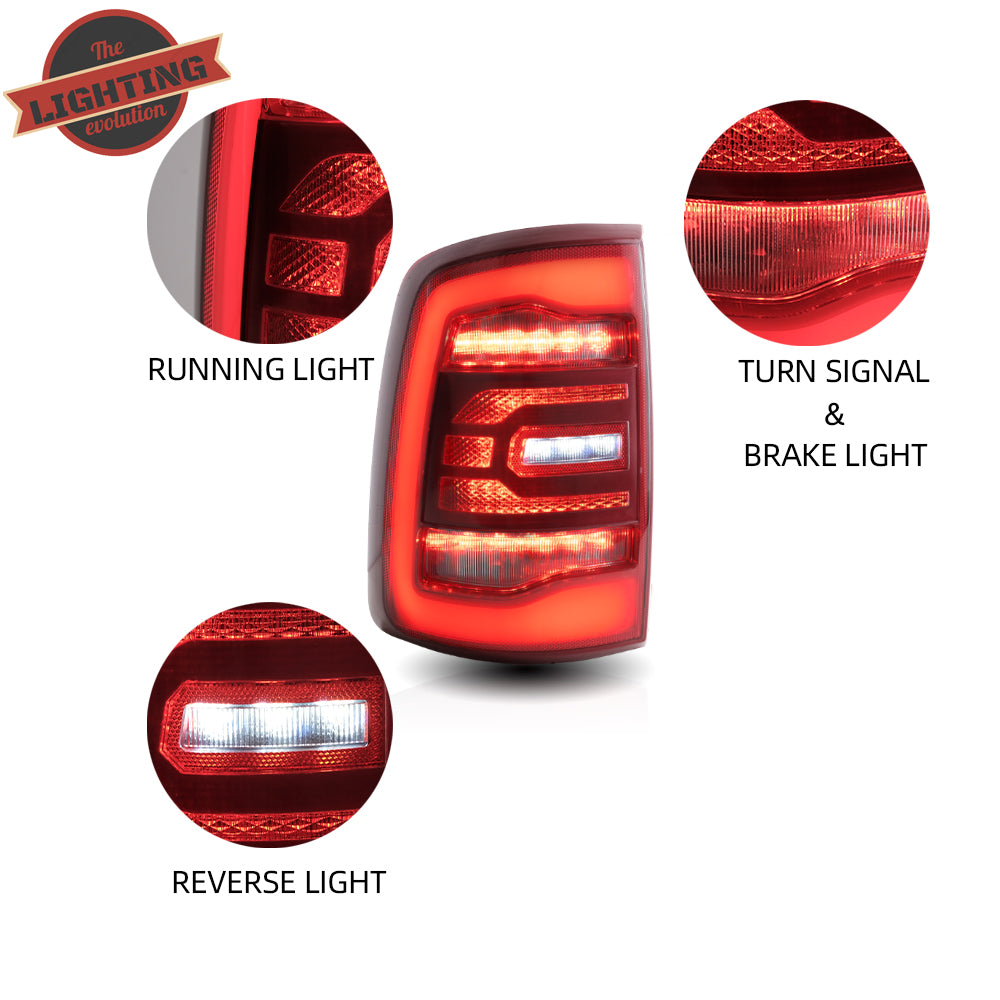 VLAND Full-LED bakljus för Dodge Ram 1500 2009-2018 (röd sekventiell blinkerss) - 6