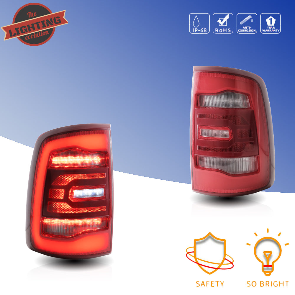 VLAND Full-LED bakljus för Dodge Ram 1500 2009-2018 (röd sekventiell blinkerss) - 2