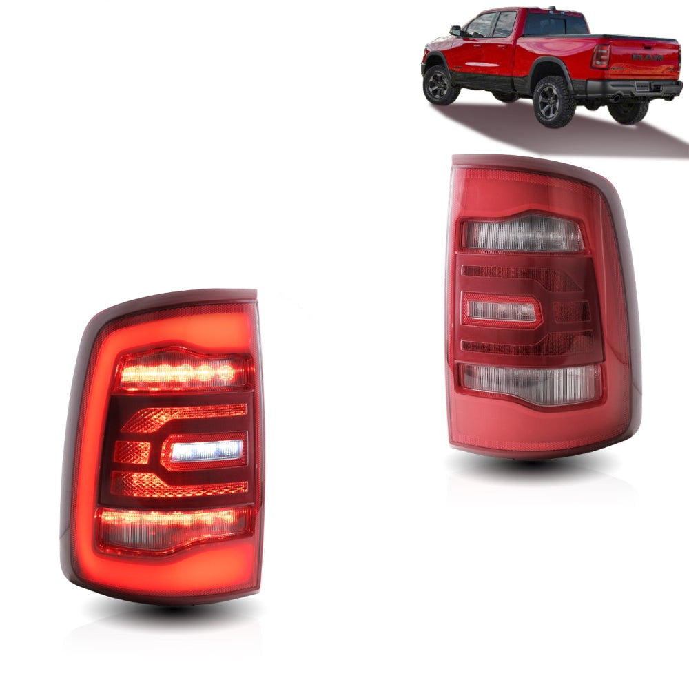 VLAND Full-LED bakljus för Dodge Ram 1500 2009-2018 (röd sekventiell blinkerss)