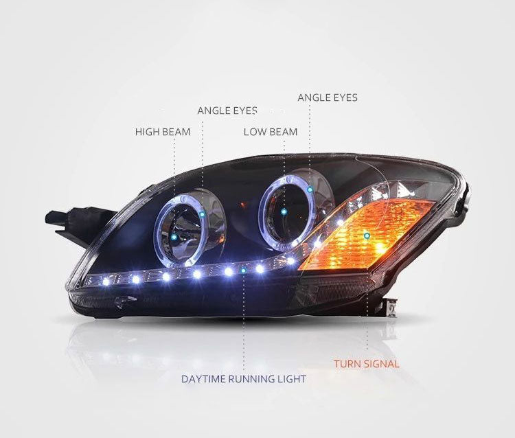 VLAND Carlamp Projector strålkastare för Toyota Vios 2008-2013 (Bulbs Not Included) - 3