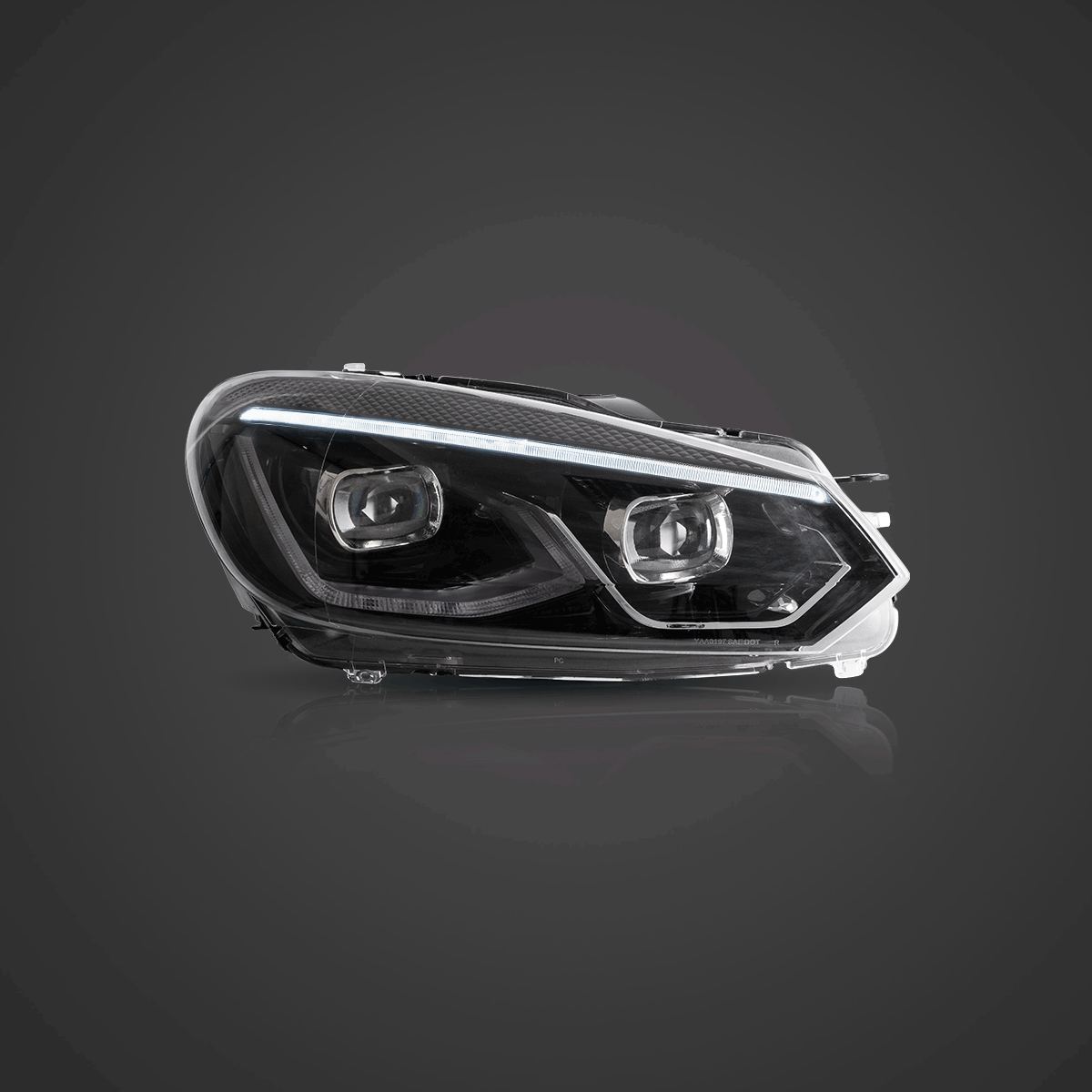 08-14 VW Golf Mk6 Vland LED Dual Beam Projector Aftermarket strålkastare Black[E-mark] - 2